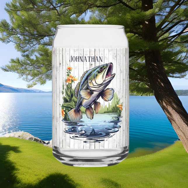 Cool camper lake house fishing lovers add name  can glass (Creator Uploaded)