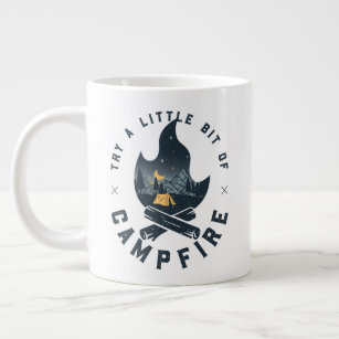Cool Camping Camper Campfire Under Stars Mountains Large Coffee Mug