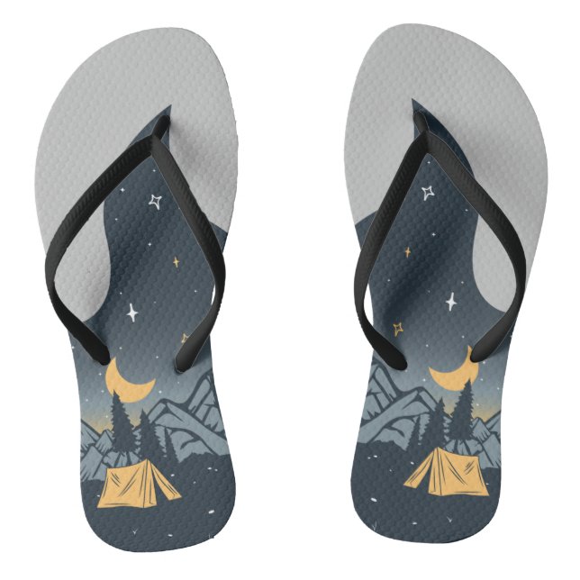Cool Camping Camper Campfire Under Stars Mountains Thongs (Footbed)