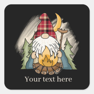 cool camping gnome add text  square sticker