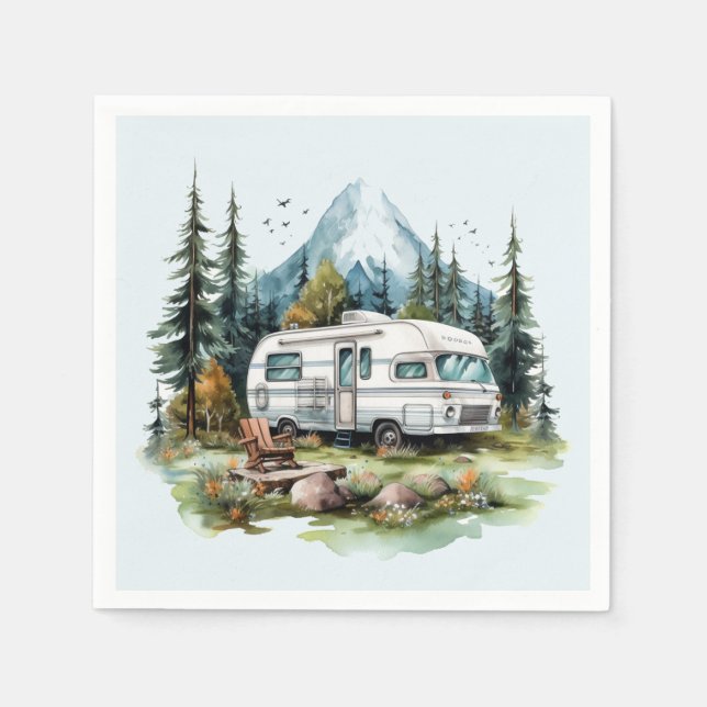 Cool camping lovers party napkin (Front)