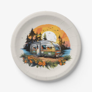 Cool camping lovers party paper plate