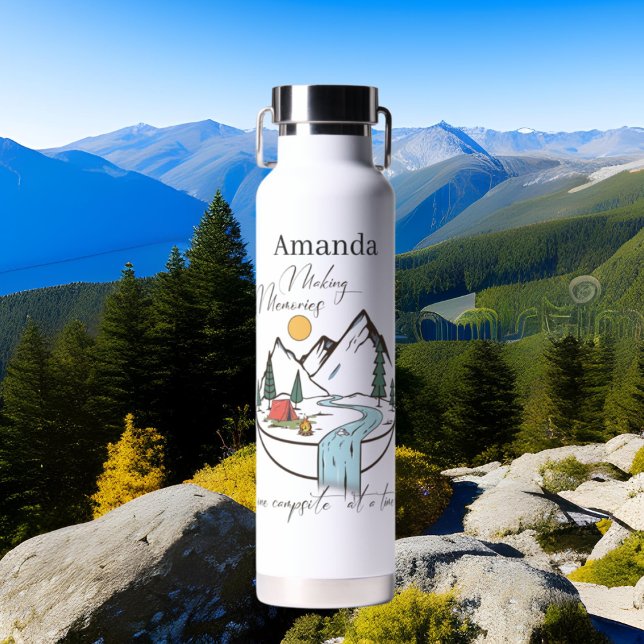 cool camping memories add name water bottle (Creator Uploaded)