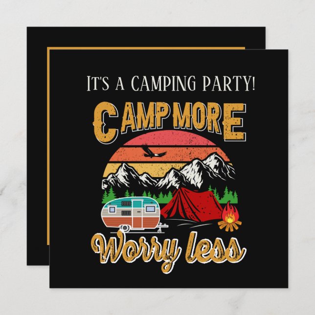 cool camping party add information invitation (Front/Back)
