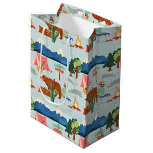 Cool camping party tiled pattern  medium gift bag