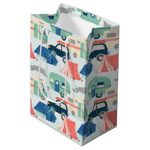 Cool camping party tiled pattern medium gift bag