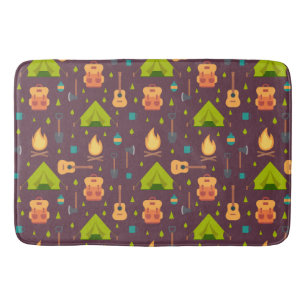 Cool Camping Pattern Outdoorsy Design Bath Mat