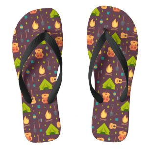 Cool Camping Pattern Outdoorsy Design Thongs