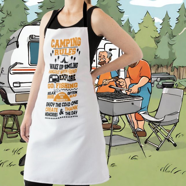 cool camping rules word art apron (Creator Uploaded)