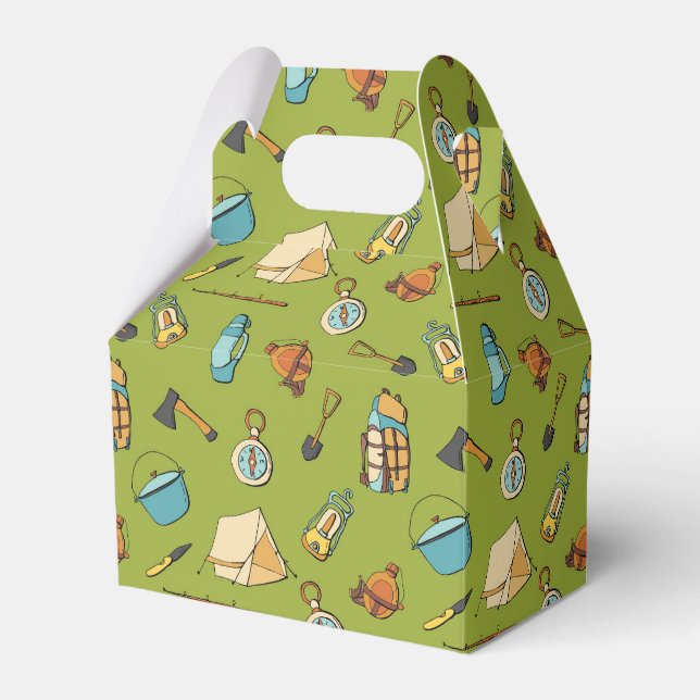 cool camping tiled pattern party  favour box (Front Side)