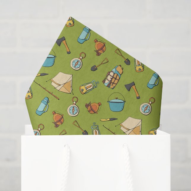 cool camping tiled pattern party  tissue paper (Gift Bag)