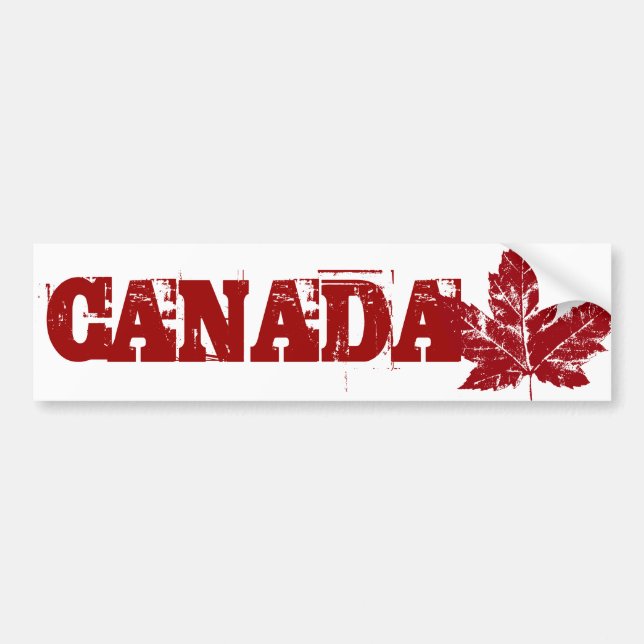 Cool Canada Bumper Sticker Distressed Maple Leaf (Front)