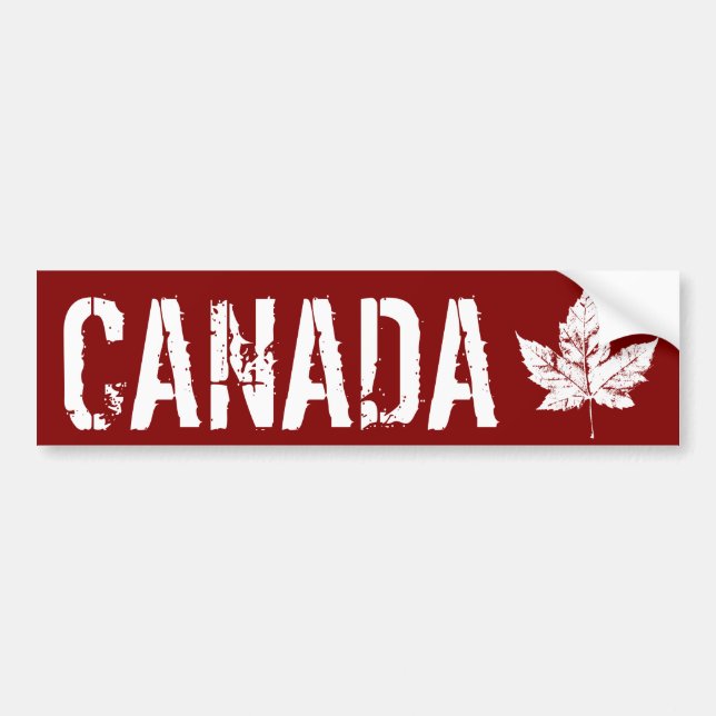 Cool Canada Bumper Sticker Distressed Maple Leaf (Front)