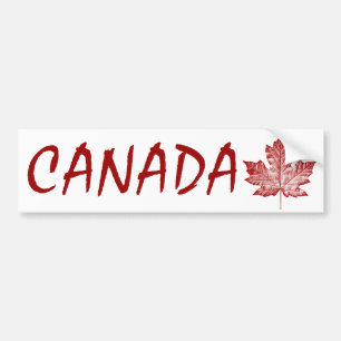 Cool Canada Bumper Sticker Distressed Maple Leaf