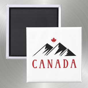 Cool Canada Mountains Canadian Maple Leaf Magnet