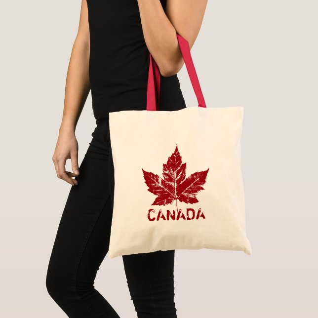 Cool Canada Tote Bag Retro Maple Leaf Bags (Front (Product))