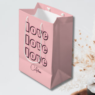 Cool Candy Pink Clean 3 x Love   Pastel Rose Medium Gift Bag