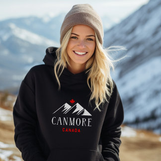 Cool Canmore Canada Mountains Maple Leaf Dark Hoodie