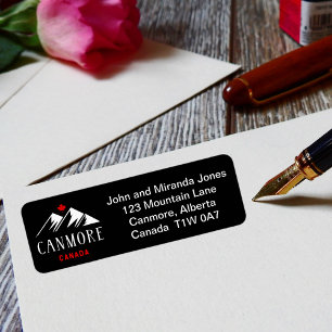 Cool Canmore Canada Mountains Maple Leaf Dark Return Address Label