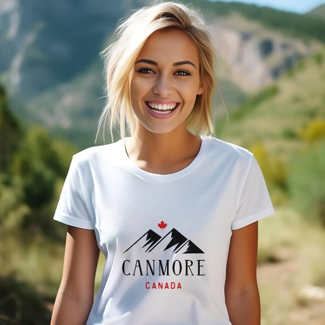 Cool Canmore Canada Mountains Maple Leaf  T-Shirt (Creator Uploaded)