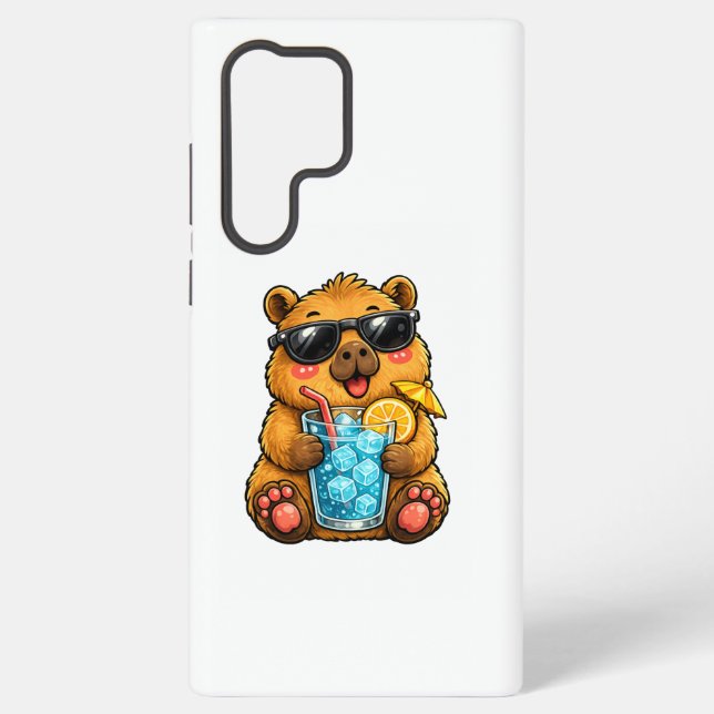 Cool Capybara Drink Samsung Galaxy S22 Ultra Case (Back)