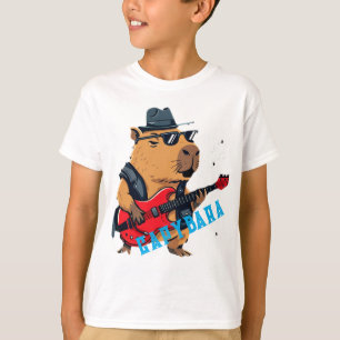 Cool Capybara Rock Star Electric Guitar Player T-Shirt