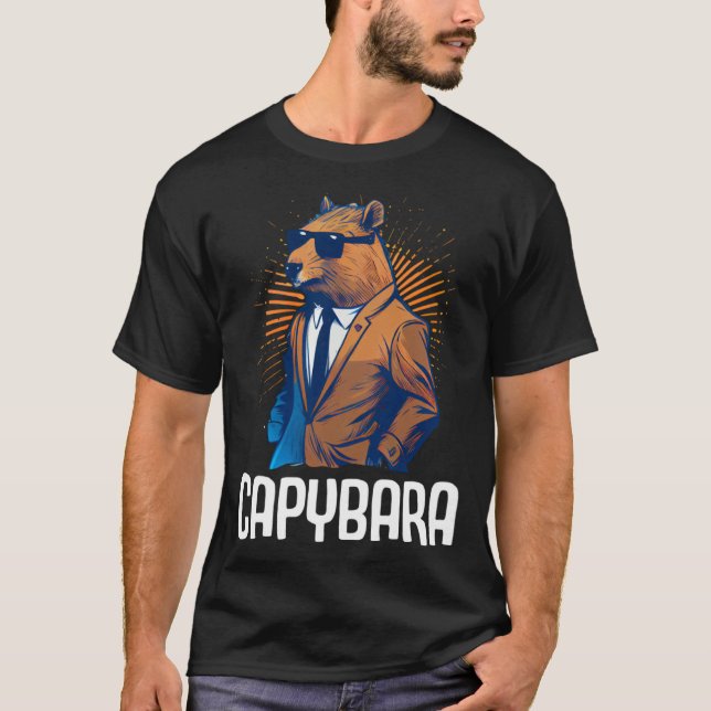 Cool Capybara Sunglasses Water Pig South America C T-Shirt (Front)