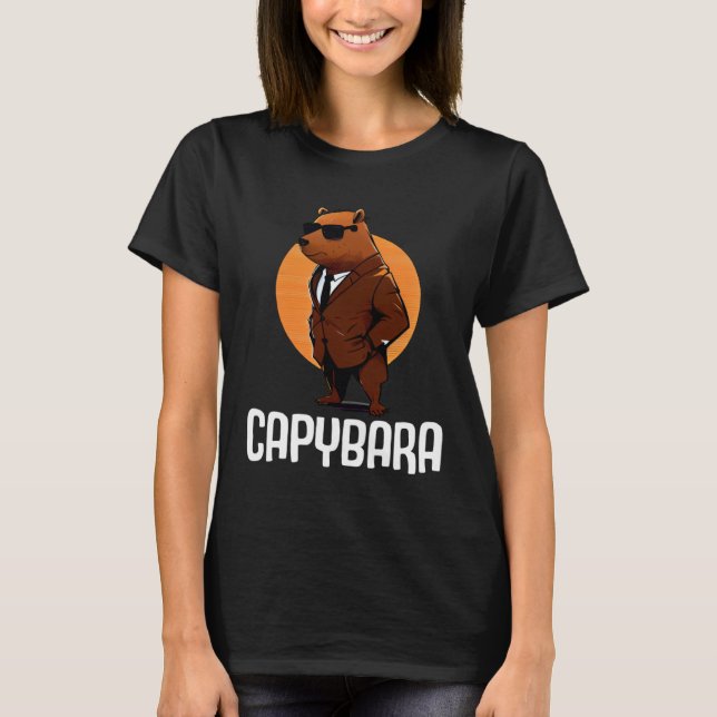 Cool Capybara Sunglasses Water Pig South America C T-Shirt (Front)