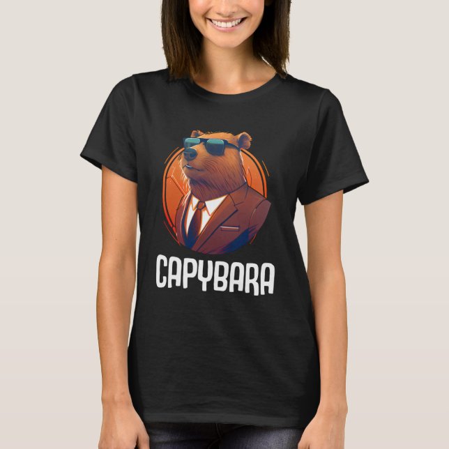 Cool Capybara Sunglasses Water Pig South America C T-Shirt (Front)