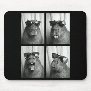 Cool Capybara With Sungles Photobooth Funny Rodent Mouse Pad