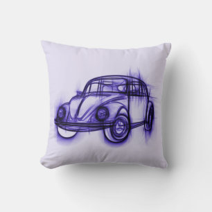 Cool Car Sketch in Purple Cushion