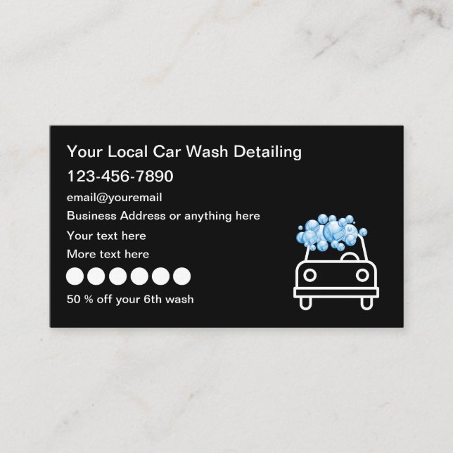 Cool Car Wash Loyalty Rewards Auto Detailing  Business Card (Front)