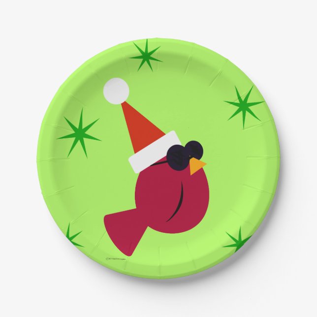 Cool Cardinal Paper Holiday Party Plates (Front)