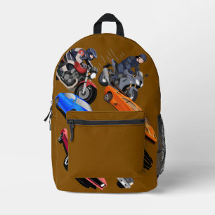 Cool Cars and Motorcycles Kids School Backpack