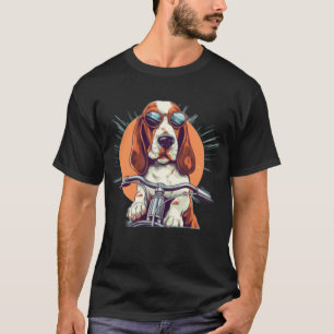 Cool cartoon basset hound biker T-Shirt