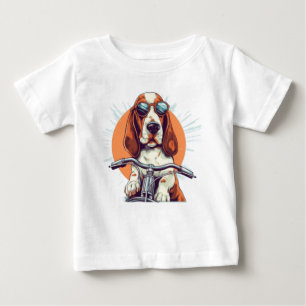 Cool cartoon basset hound biker T-Shirt