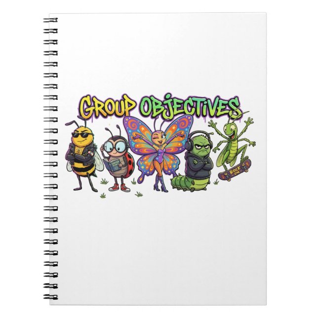 Cool Cartoon Bug Squad Graffiti - Group Objectives Notebook (Front)