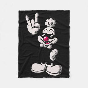 Cool Cartoon Chicken Retro Rooster Rock Hand Sign Fleece Blanket