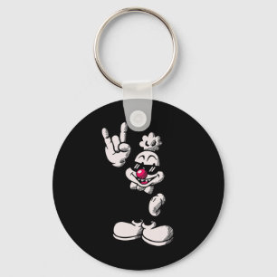 Cool Cartoon Chicken Retro Rooster Rock Hand Sign Key Ring