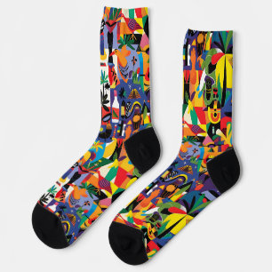 Cool Cartoon Colourful Tropical Personalised Kid Socks