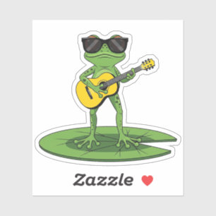 Cool Cartoon Frog Playing Guitar Illustration