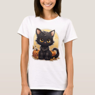 Cool Cartoon Halloween Cat T-Shirt