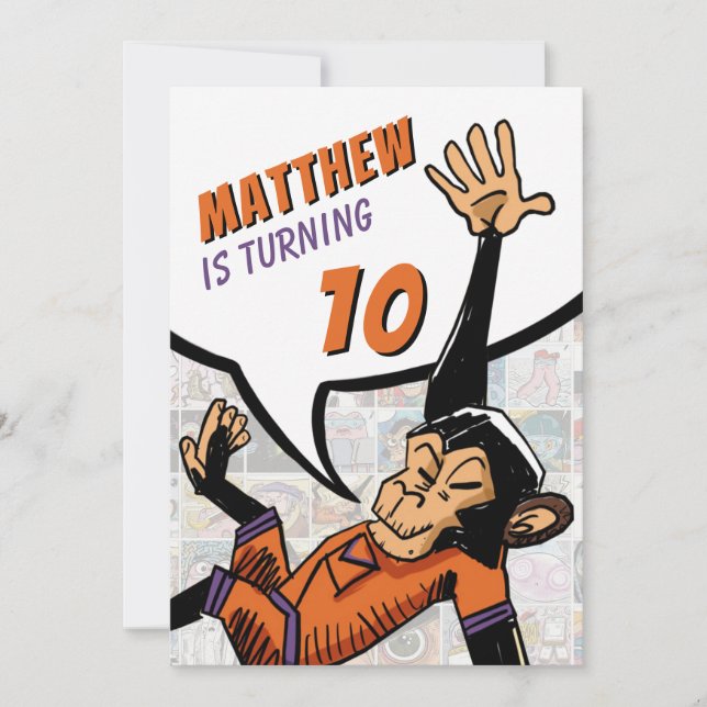 Cool Cartoon Happy Monkey Pattern Birthday Party Invitation (Front)
