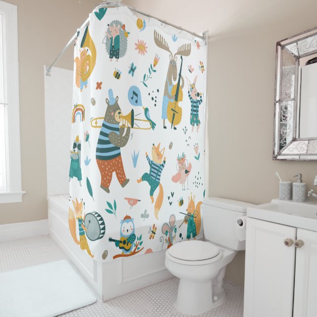 Cool Cartoon Music Band Shower Curtain (In Situ)