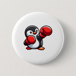 Cool Cartoon Penguin Boxer Design 6 Cm Round Badge