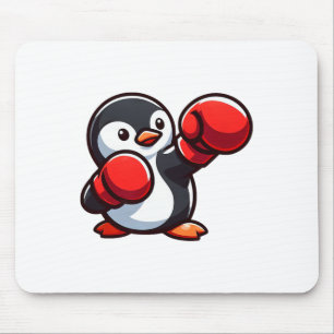 Cool Cartoon Penguin Boxer Design Mouse Pad