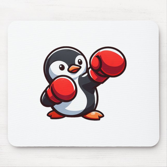 Cool Cartoon Penguin Boxer Design  Mouse Pad (Front)