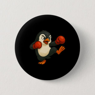 Cool Cartoon Penguin Boxer Kickboxing 6 Cm Round Badge