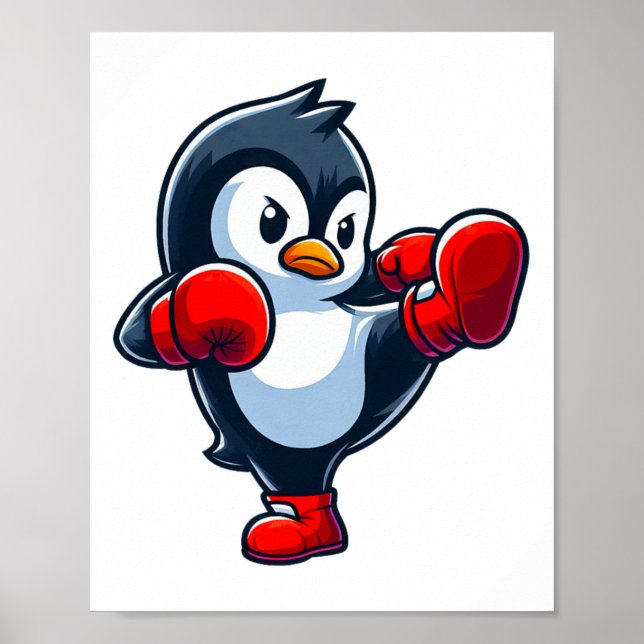 Cool Cartoon Penguin Boxing Fighter  Poster (Front)