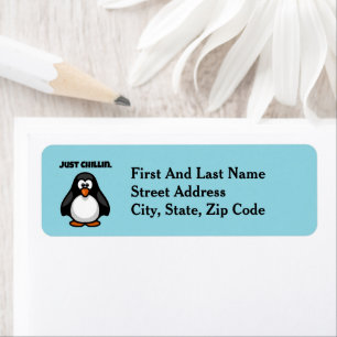 Cool Cartoon Penguin – Just Chillin' Arctic Vibes Return Address Label